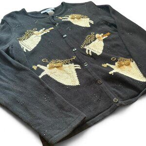 Y2K Angel Embroidered Cardigan- M
